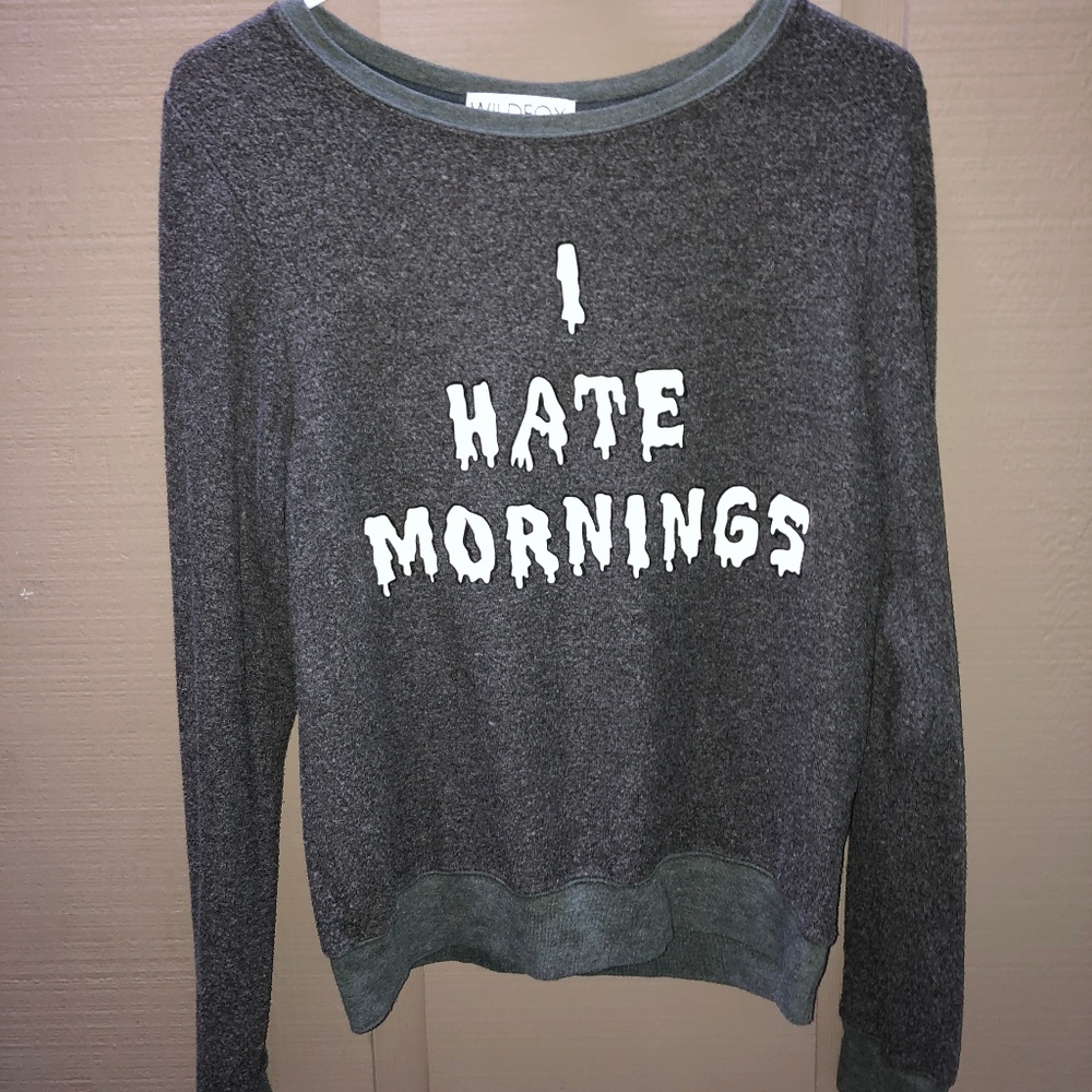 Wildfox Crewneck Sweater Slouchy Grey XS
